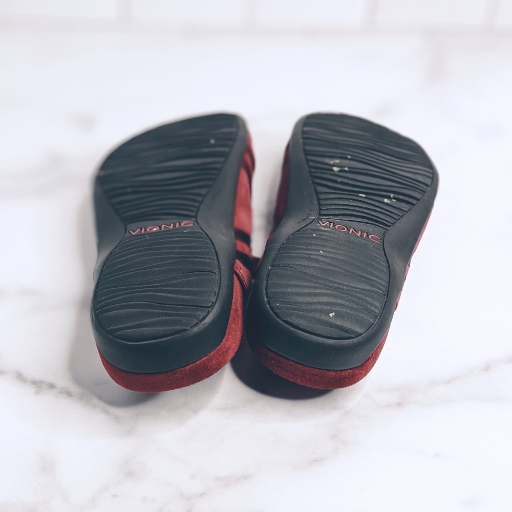 Vionic Deep Red Suede Slides Clogs - image 3